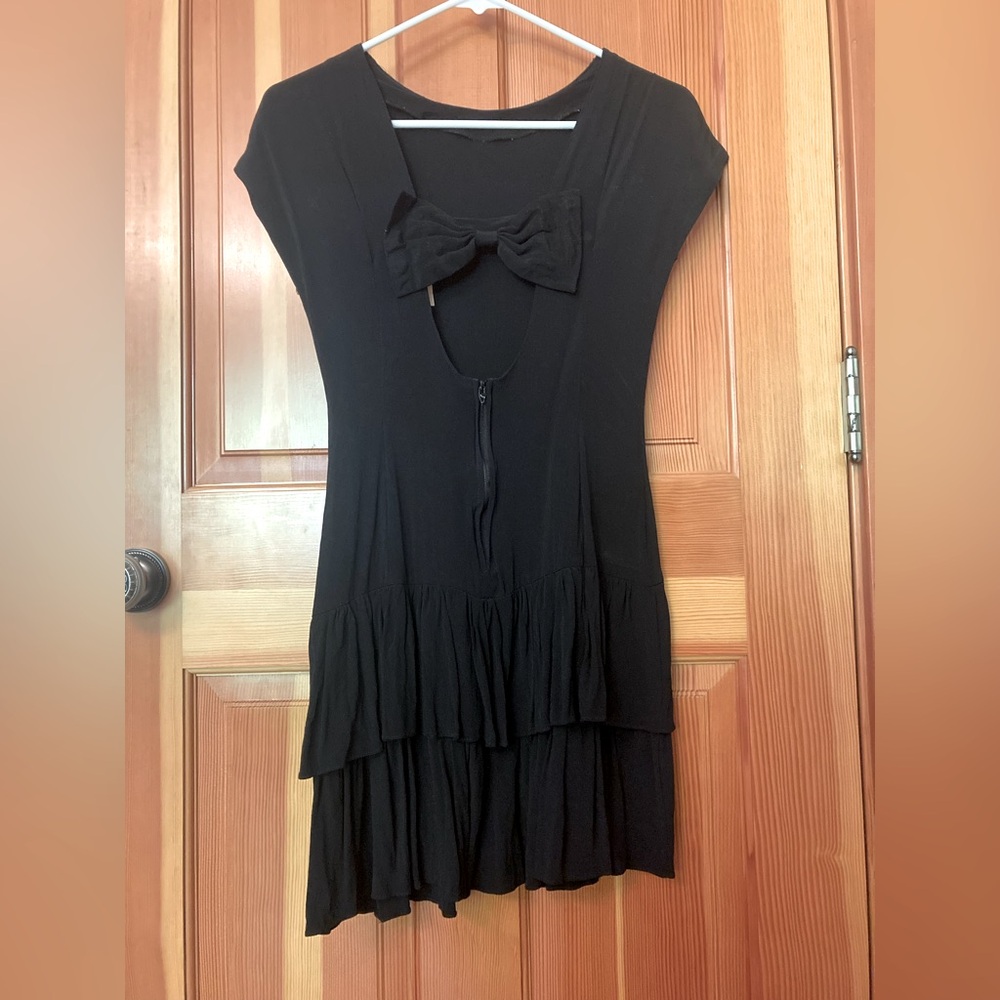 VINTAGE 80s black drop waist dress